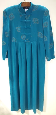 C28 - Nuevo Vestido Kimono Largo Carole Little Vintage 8 - 100% Rayón - Turquesa Foto 1 de 4