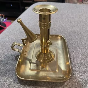 Lillian Vernon Brass Push Up Adjustable Candle Holder w/Drip Tray & Snuffer - Picture 1 of 5