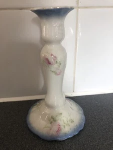 Vintage French Limoges Porcelain Candlestick Blue - Picture 1 of 5