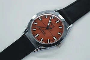 Oris Mechanical Manual Wind Vintage Swiss Watch 36mm 17 Jewel Red Dial New Strap - Picture 1 of 11