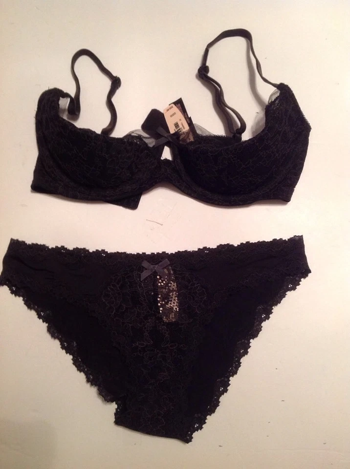 Victorias Secret Very 2015 Unlined Bra Panty Garter Stockings Set 34c M Ml