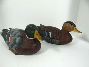 Sigma Tastesetter Wooden Carved Ducks Lot of 2 Made Philippines Man Cave Rustic - Picture 1 of 11