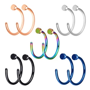 2/10PCS 20G Nose Ring Hoop Stainless Steel Nose Piercing Jewelry Fake Lip Hoop - Picture 1 of 10