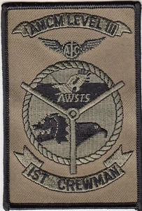 HM-15 AMCM LEVEL III 1ST CREWMAN OD GREEN / BLACK PATCH - Picture 1 of 1