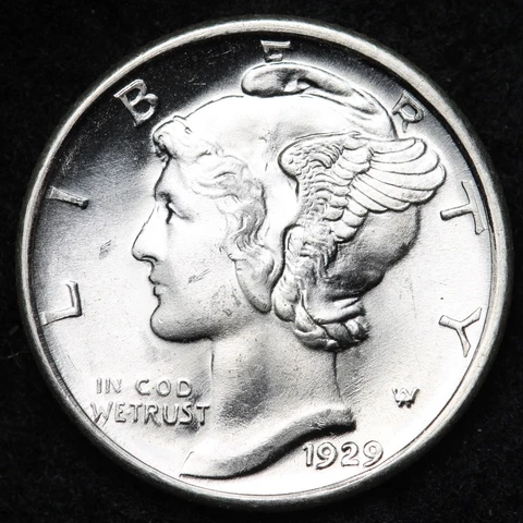 1929-D BLAZER! Mercury Silver Dime GEM BU *UNCIRCULATED* MS FSB E293 ZLM Cover
