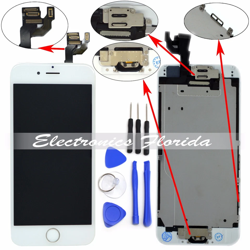LCD Touch Screen Digitizer Full Assembly Replacement for iPhone 6 White/Black - Image 1 of 1