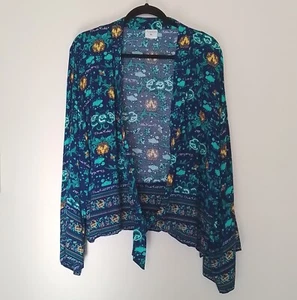 Womens Frida Kahlo Blue Long Sleeve Lightweight Jacket With Waist Tie Size XL - Picture 1 of 8