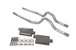 Dual Exhaust Kit 2.5" 2 Chamber Mufflers Rear Exit Fits 73 to 79 Ford F-Series - Picture 1 of 4