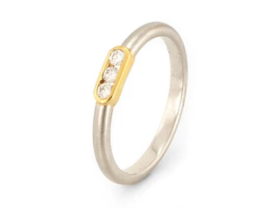 Schöne Damen-ring mit Brillanten aus Platin  und Gold, Gr.54   (21496) - Bild 1 von 4
