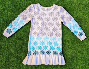 Sparkle Snowflake Gymboree Fun Line Sweater Ruffle L/S Girls Dress Sz M 7/8 EUC - Picture 1 of 3