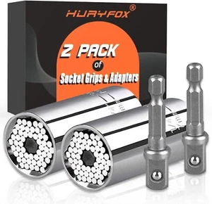 Huryfox 2 Packs Universal Socket Grip + Adapter Tool Set  1/4"-3/4" - Picture 1 of 1