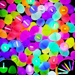 Mgparty Glow in the Dark Easter Eggs, 96 Plastic Eggs with 192 Mini Glow Sticks - Picture 1 of 12