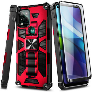 For Motorola Moto G Stylus 5G 2021 Case Kickstand Phone Cover w/ Tempered Glass