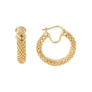 ORECCHINI A CERCHIO TECTURE CATENA MEZZALUNA MADE IN ITALIANA / ORO GIALLO SU ARGENTO - Foto 1 di 2