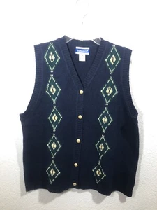 Pendleton Vintage Canotta Lana Agnello Med Donna Blu Scuro Geometrico Hong Kong - Foto 1 di 8