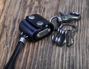 C16 Charm Biker Dices Holder Leather Key Ring Keychain Multi Key Holders Black - Picture 1 of 5