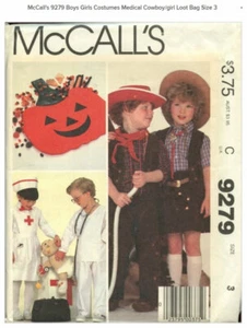 🎃McCall's 9279 Boys Girls Costumes Medical Cowboy/girl Loot Bag Size 3 - Picture 1 of 2