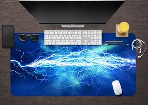 3D White Lightning Night Sky 7 Non-slip Office Desk Mouse Mat Keyboard Game - Picture 1 of 7