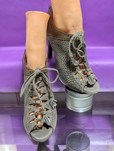 Aerin Claremont Suede Open Toe Bootie  Women's Size 8 Brown and Grey - Picture 1 of 12