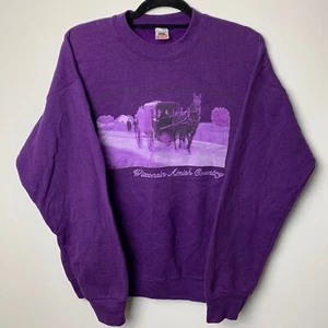 Vintage Wisconsin Amish Country Lila USA Sweatshirt Pullover Größe Large L - Bild 1 von 7