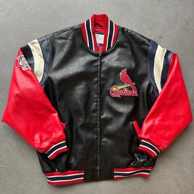 Vintage St. Louis Cardinals Leather Jacket Glll Sports Carl Banks Zip Up Mens XL - Image 1 of 4