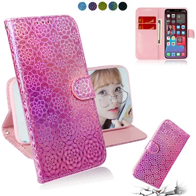 Dazzling Linear Magnetic Wallet Flip Stand Case Cover For iPhone 12 11 Pro Max X - Image 1 of 4