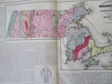 Massachusetts Geological Map Rock Formations 1871 Walling & Gray map