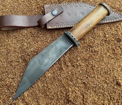 12" Handmade 5160 Spring Steel Medieval Viking Seax Knife Camping Dane Knife - Image 1 of 4