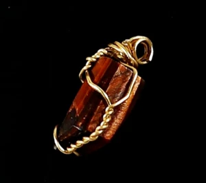TIGER EYE ROUGH HAND MADE WIRE WRAB GOLDEN 45.00 CT MUTERU GEMSTONE FRIDAY SALE - Picture 1 of 7
