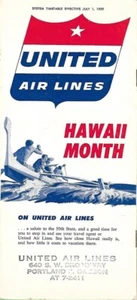 UNITED AIRLINES July 1, 1959 "Hawaii Month" Timetable Complete Flight Schedules - Picture 1 of 6