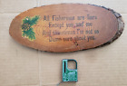 Vintage Wood Fisherman Fishing Sign Plaque and De-liar Package Deal