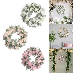 Artificial Flower Wreath Front Door Wreath Decor Spring Summer Wreath Spring - Picture 1 of 10