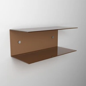 Comodino sospeso cm 70x15 mensola doppia in plexiglass modello a C - Foto 1 di 22