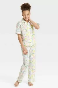 Kid's Size 8 Mommy & Me Matching Family Pajama Sleep Set Girls White Floral - Picture 1 of 1
