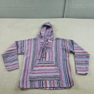 Womens Hoodie Small Purple Drug Rug Striped Sweater Acrylic Polyester - Picture 1 of 7