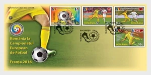 2016 ROMANIA - EURO CHAMPIONSHIPS, FRANCE SET ON FIRST DAY COVER - Picture 1 of 1