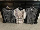 NWT/EUC Lot of 3 Expresso and more Ladies Short Flutter Sleeves Shirt Top L/XL