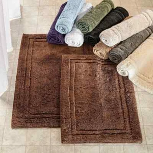 Juego de 2 alfombras de baño de algodón, suaves y absorbentes con respaldo antideslizante - Imagen 1 de 43