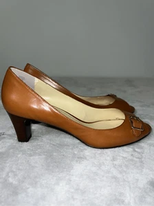 Women’s Ralph Lauren Caramel Tan Open Toe Heels 10B - Picture 1 of 10