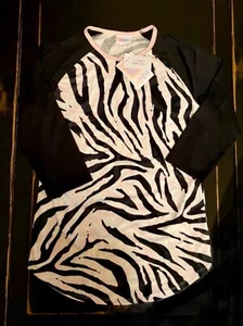 NWT S LuLaRoe BLACK WHITE & PINK ZEBRA STRIPES Animal PRINT Randy BASEBALL T Top - Picture 1 of 4