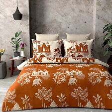 Rajasthani Brown Color Printed 108x108Inch 210TC King Size Bed Sheet with pillow