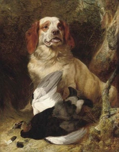 Richard Ansdell Spaniel And Blackcock Canvas Print 16 x 20 - Picture 1 of 5