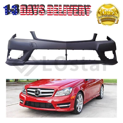Front Bumper Cover Black Fits 2012-2015 Mercedes Benz C250 C350 2012-2014 C300 - Image 1 of 2