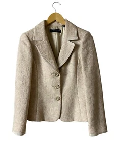Giacca tuta blazer Dana Buchman chic bianco sporco rosa chiaro misto alpaca taglia-8P - Foto 1 di 6