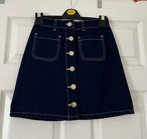 ladies Navy Denim Button Up Skirt size 6 Miss Selfridge - Picture 1 of 3