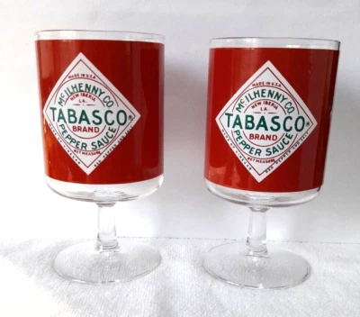 2 TABASCO PEPPER SAUCE ADVERTISING BLOODY-MARY GLASSES 5-1/2” X 2-3/4" - Image 1 of 4