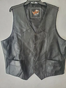 Wild Wear schwarze Herren Leder Motorrad Biker Weste Weste Reiten Gr. XXL - Bild 1 von 13
