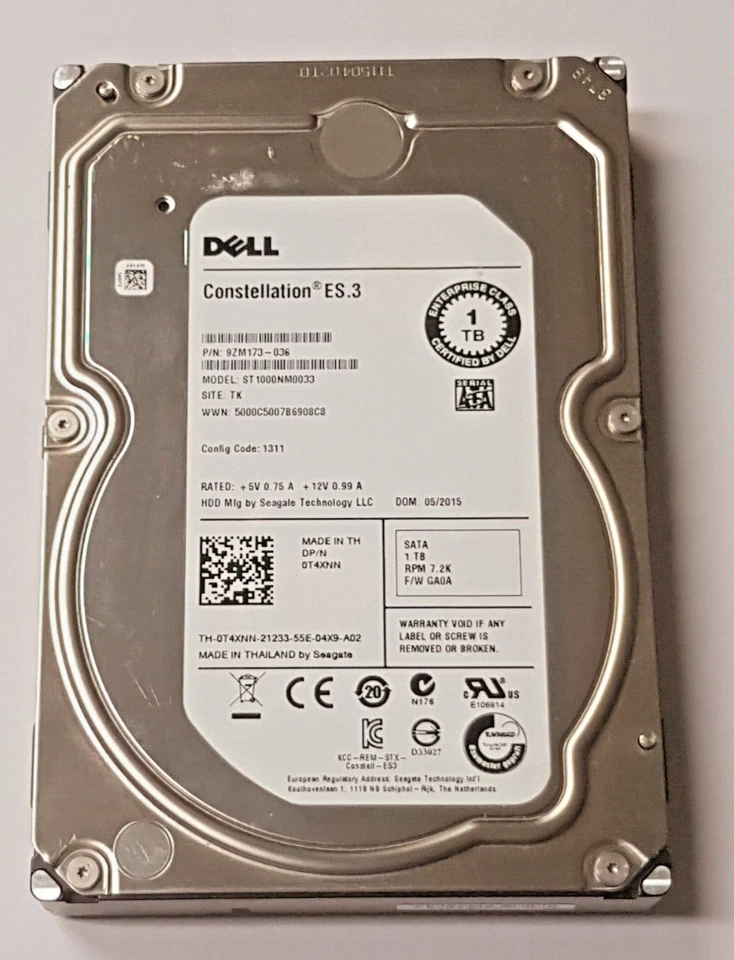 1 TB SATA Dell Constellation ES.3 ST1000NM0033 7200RPM 128MB 3.5" Hard Drive - Image 1 of 1