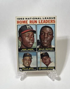 Topps 1963 National League Home Run Leaders #9 Aaron, McCovey, Mays, Cepeda - Picture 1 of 2