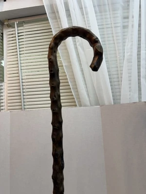 古董 925 雕刻甘蔗天然木材 Burl Knobby Cane 35"见图片! — 第 1/4 张图片